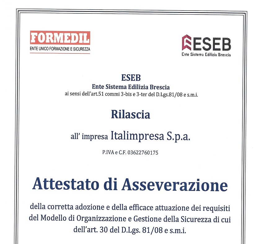 ASSEVERAZIONE Italimpresa