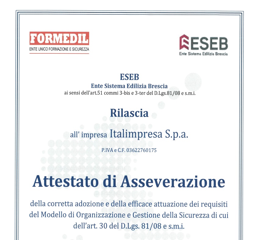 ASSEVERAZIONE Italimpresa